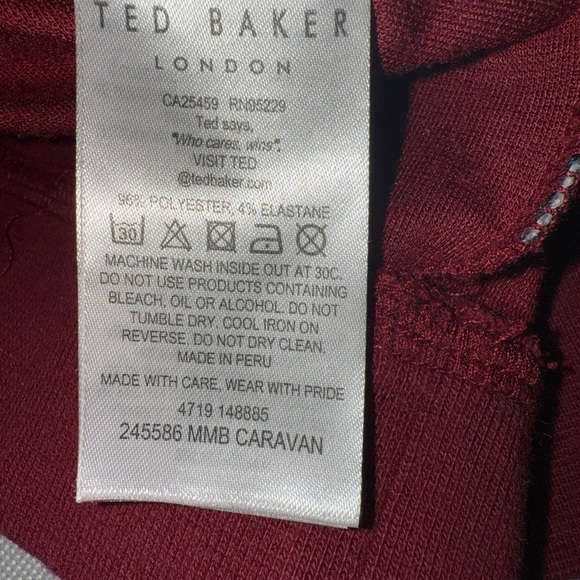 TED BAKER LONDON Academia 1/4 Zip Sweater Mens XL Size 5 Red Casual Preppy - Picture 3 of 6